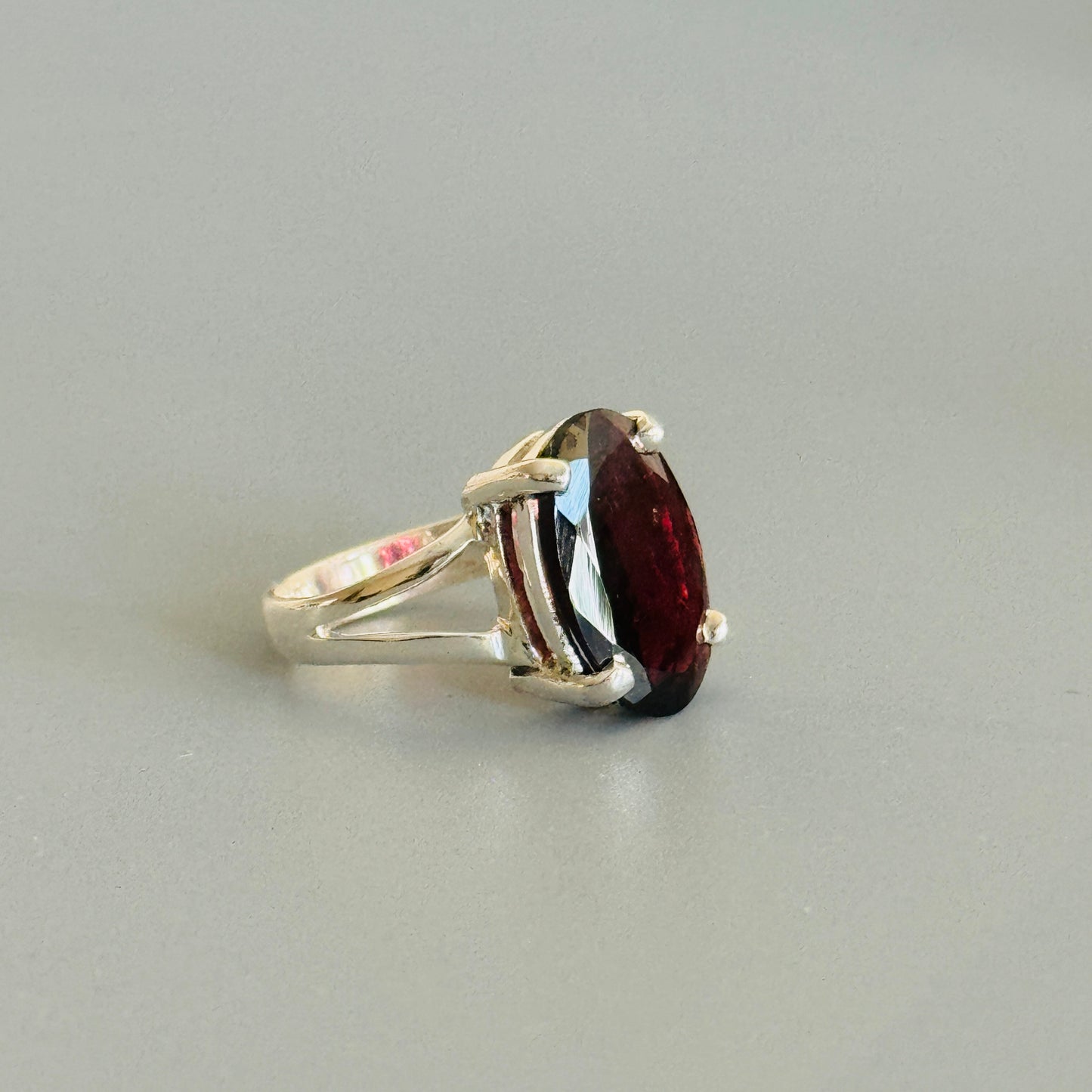 Oval Red Garnet Ring