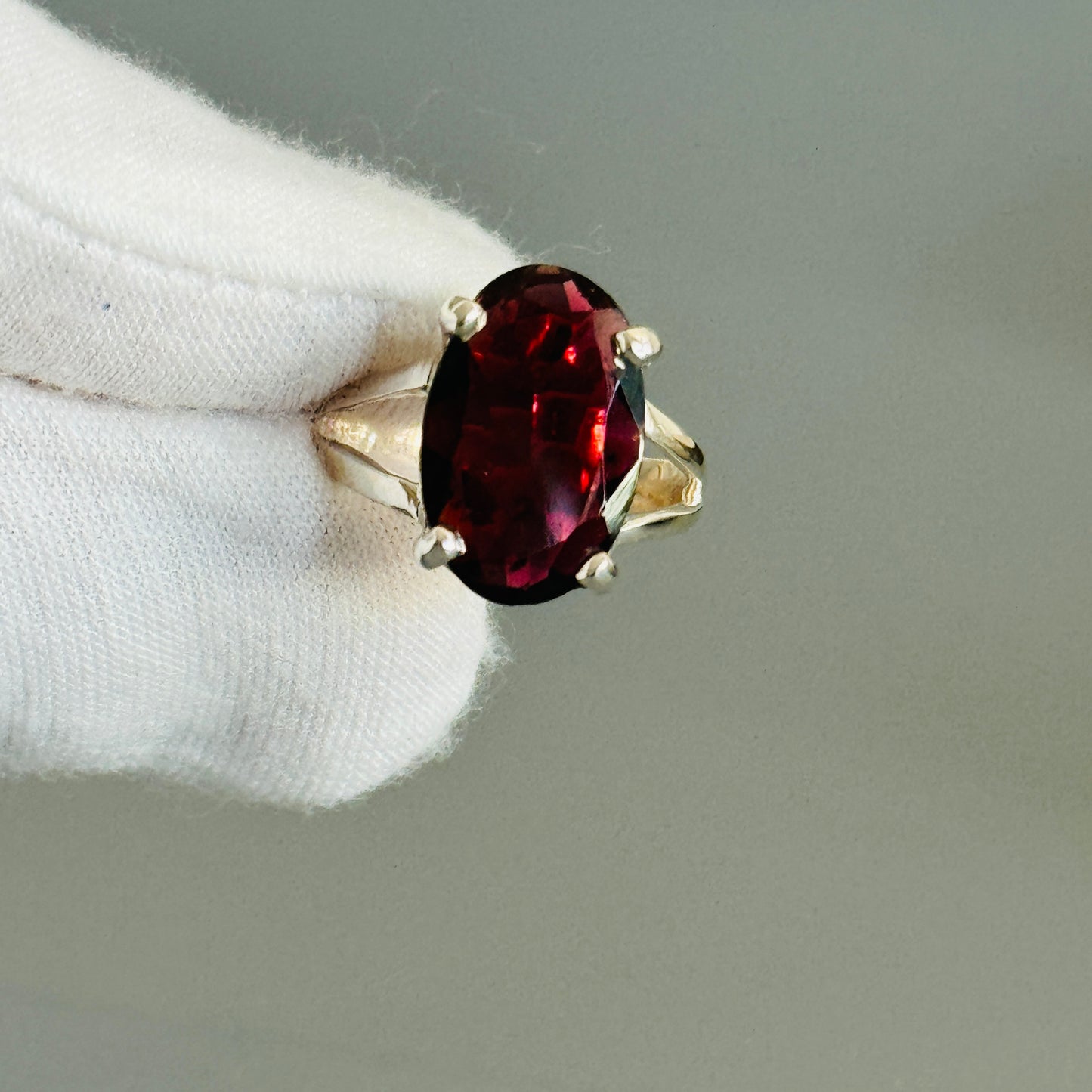 Oval Red Garnet Ring