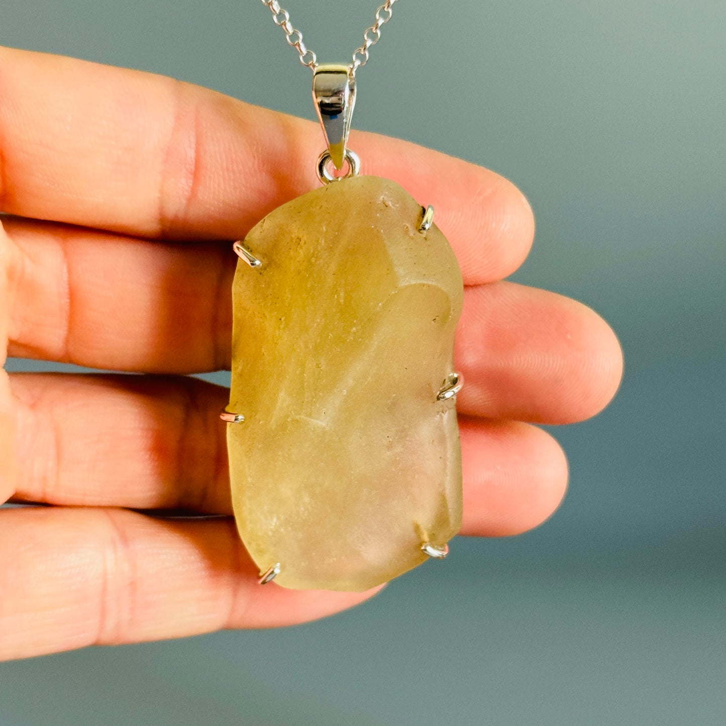 Rare Natural Libyan Desert Glass Pendant