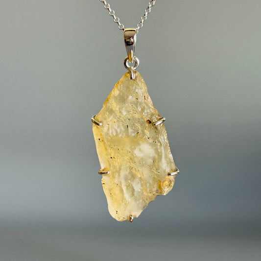 Rare Natural Libyan Desert Glass Pendant Large