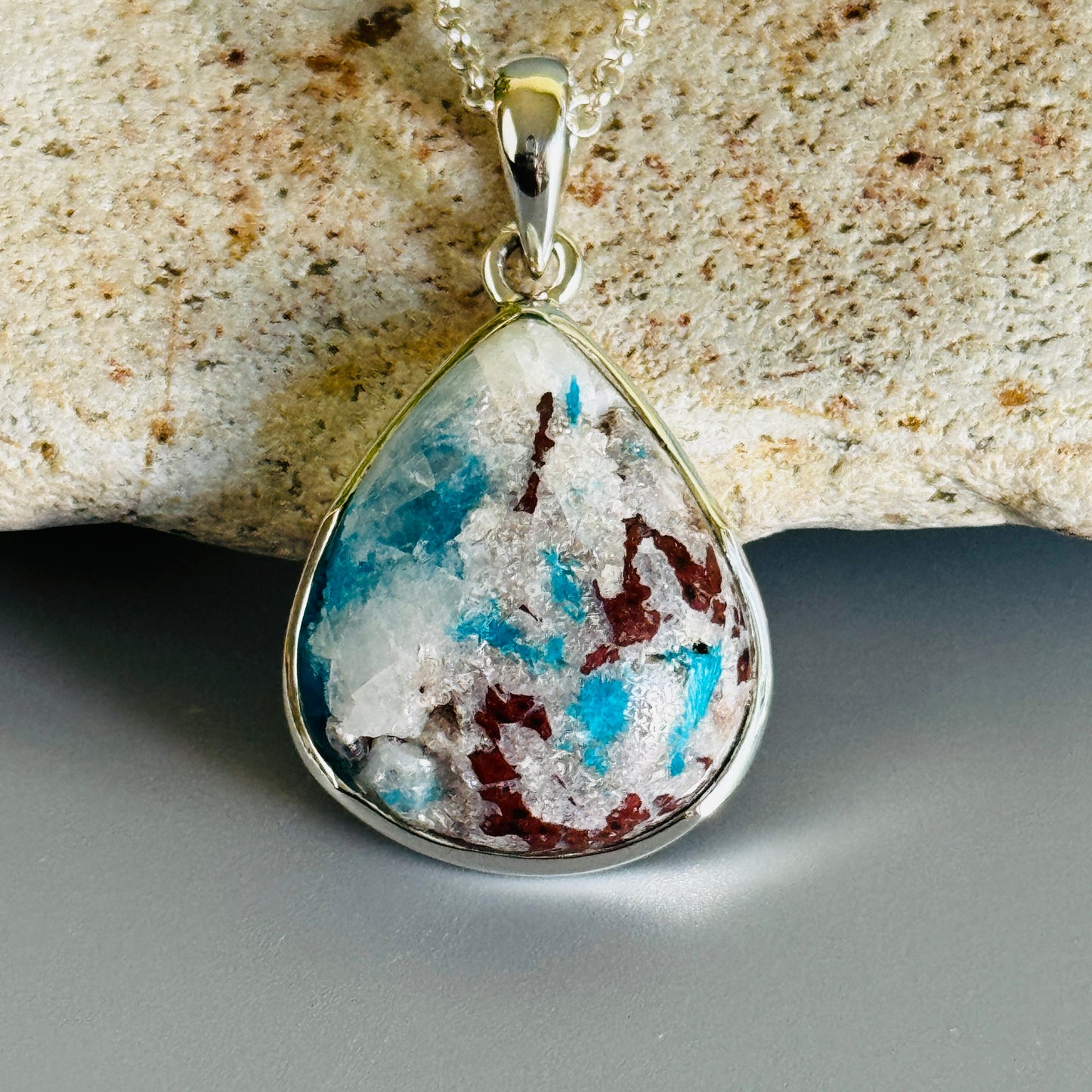 Cavansite Pendant Matrix with stilbite Pendant