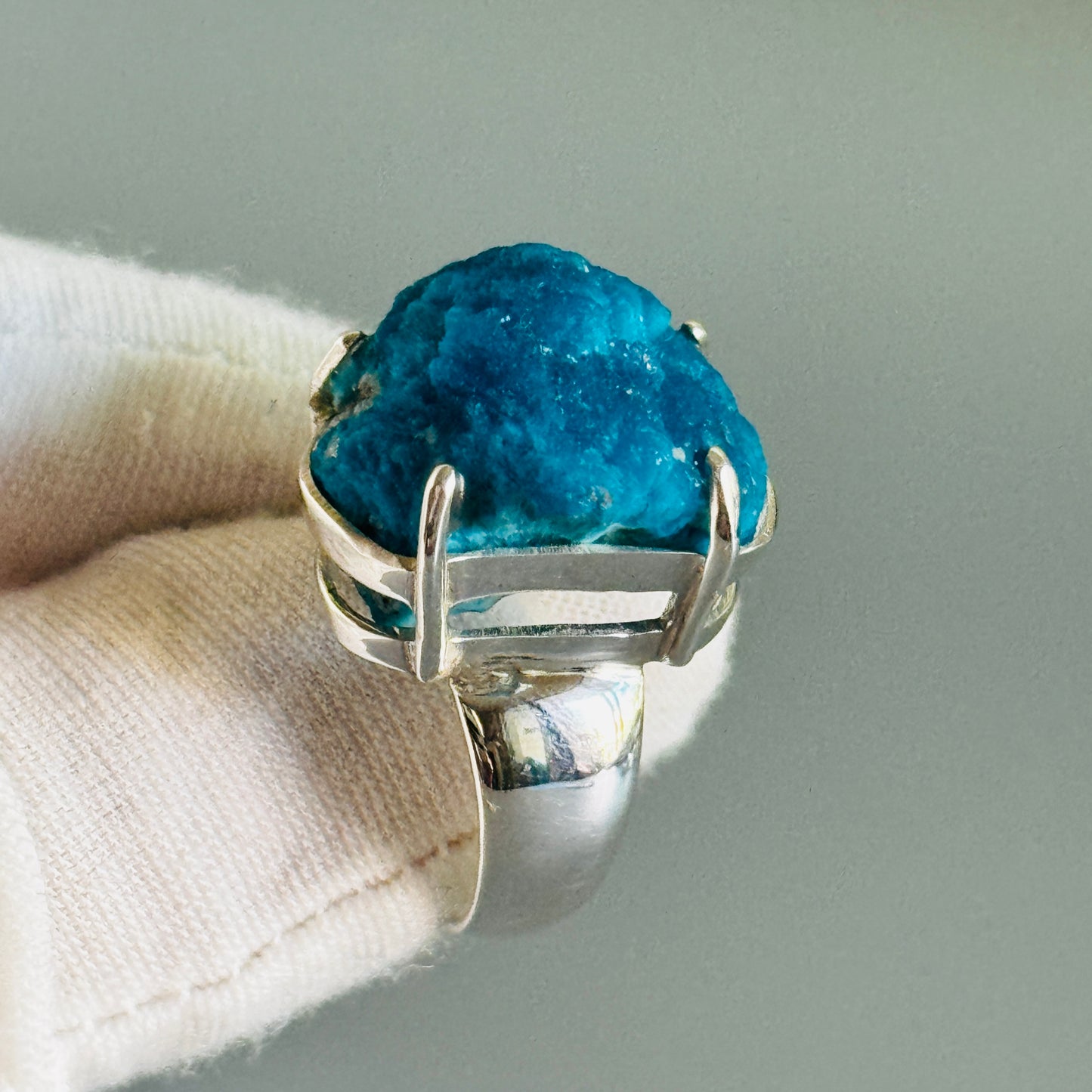 Cavansite Druzy Raw Ring