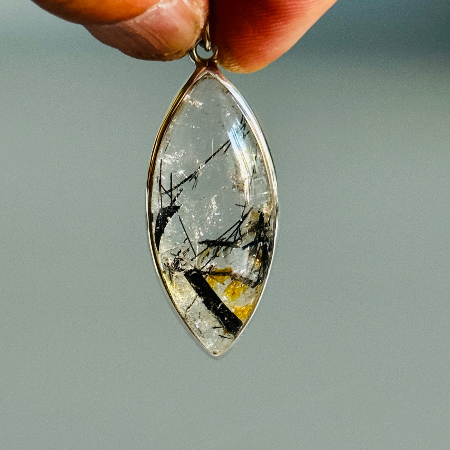 Black Tourmaline Rutile Quartz Pendant