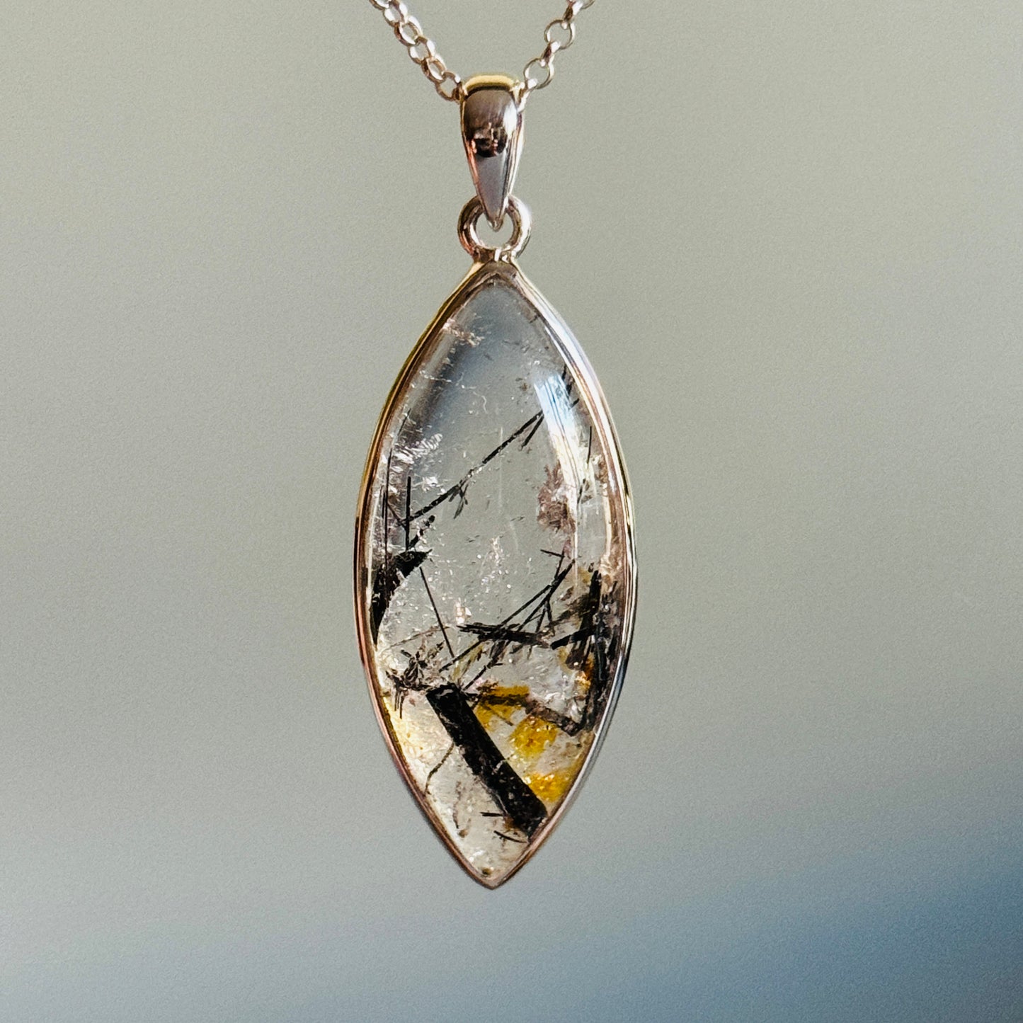 Black Tourmaline Rutile Quartz Pendant