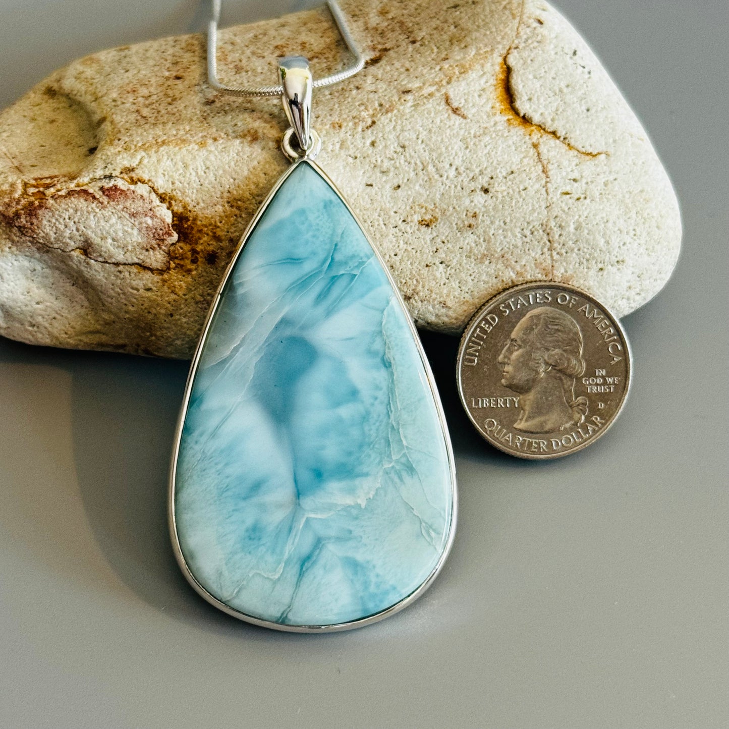 Larimar Pendant, Sterling Silver 925 Pendant