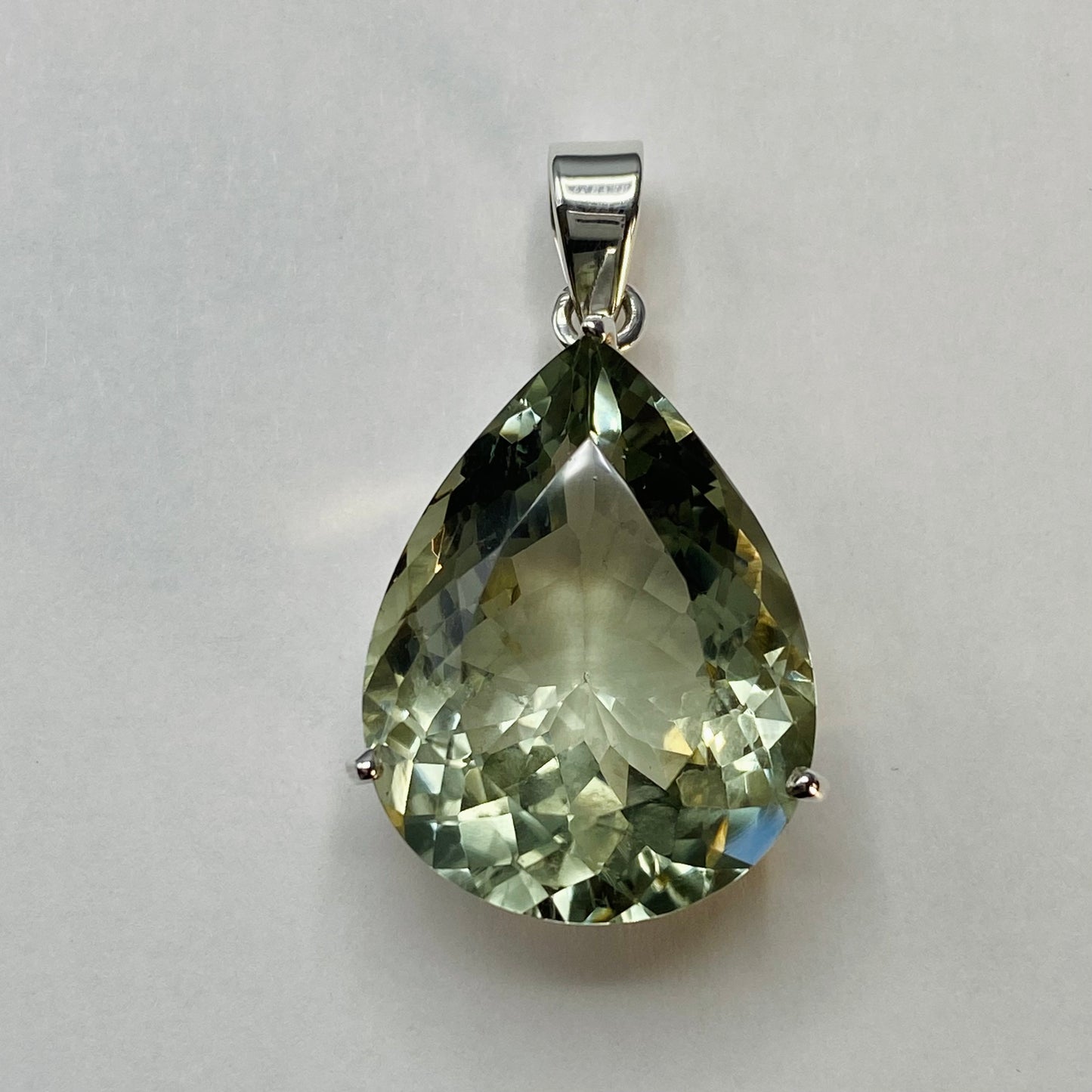 Green Amethyst Prasiolite Pear Pendant