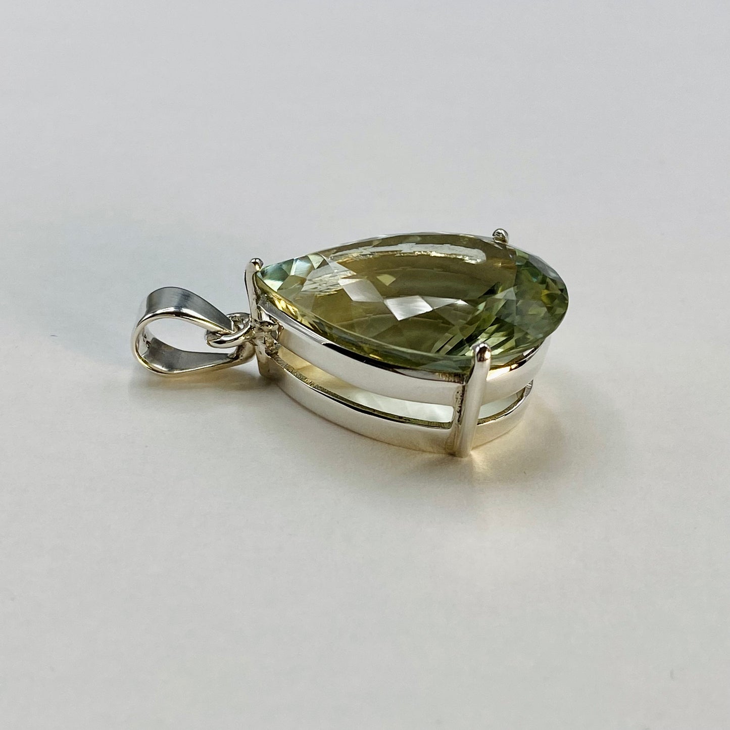 Green Amethyst Prasiolite Pear Pendant