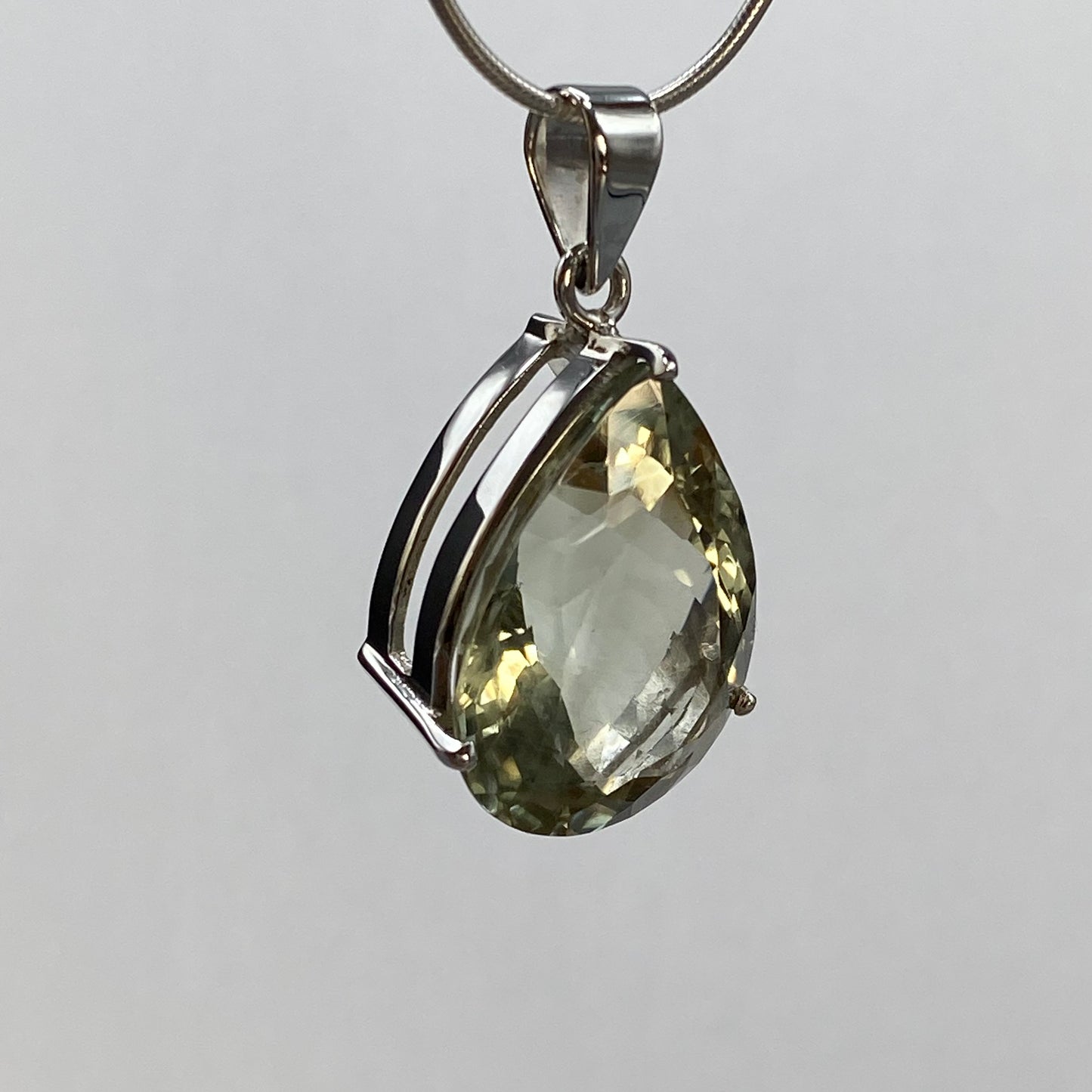 Green Amethyst Prasiolite Pear Pendant