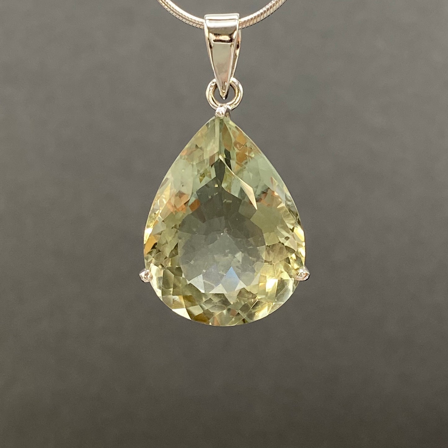 Green Amethyst Prasiolite Pear Pendant