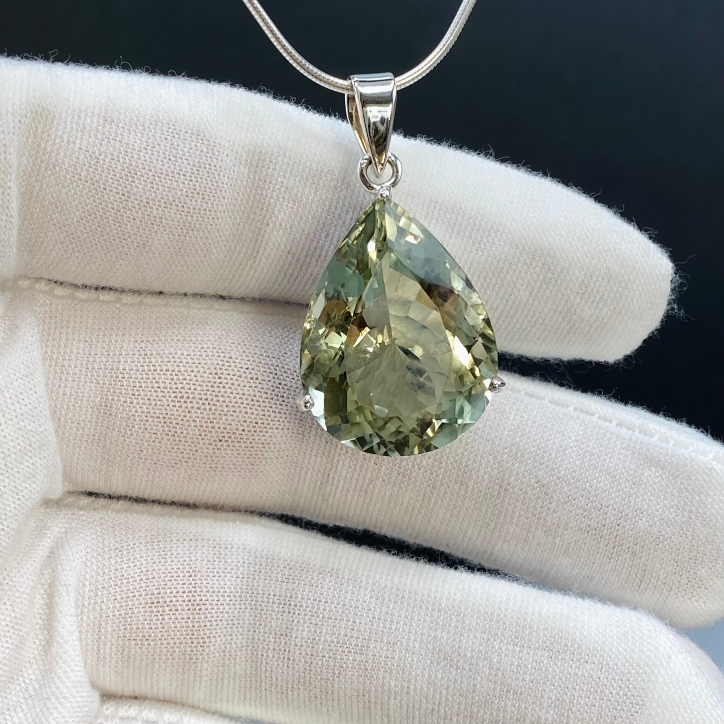 Green Amethyst Prasiolite Pear Pendant