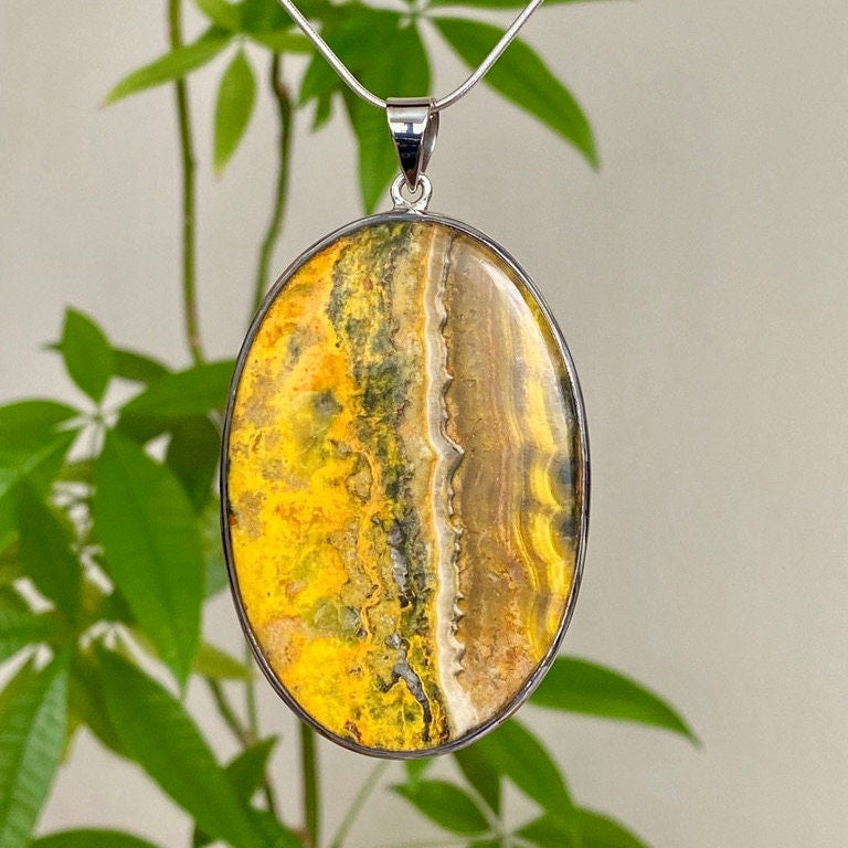 Bumble Bee Jasper Silver Sterling Pendant