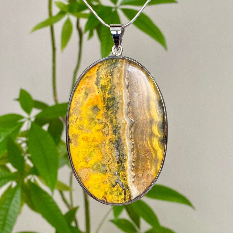 Bumble Bee Jasper Silver Sterling Pendant