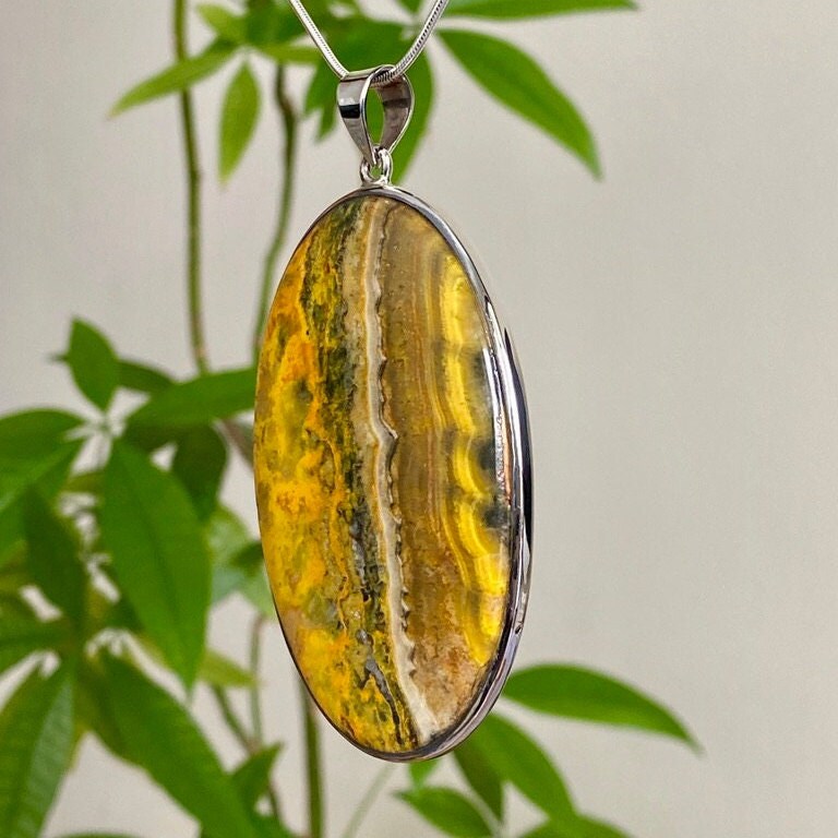 Bumble Bee Jasper Silver Sterling Pendant