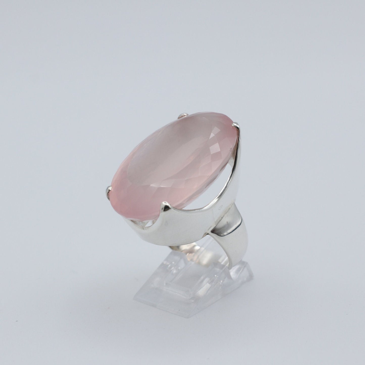 Rose Quartz Silver Ring