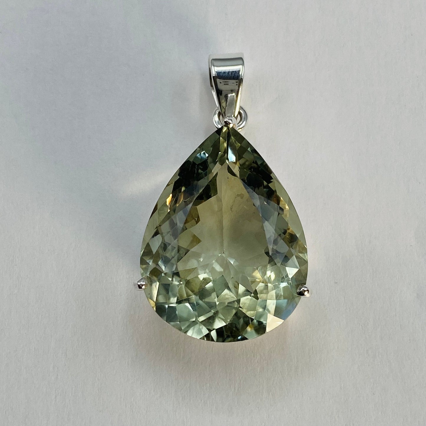 Green Amethyst Prasiolite Pear Pendant