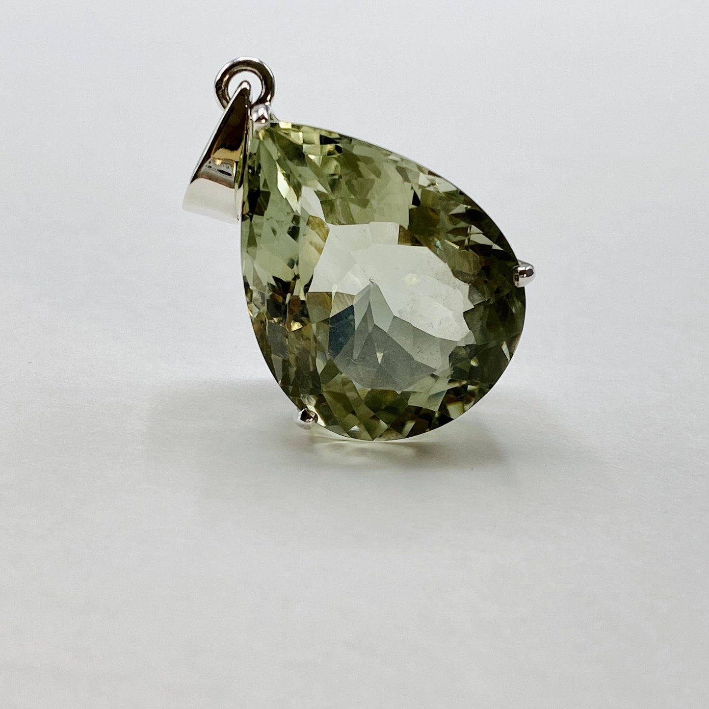 Green Amethyst Prasiolite Pear Pendant