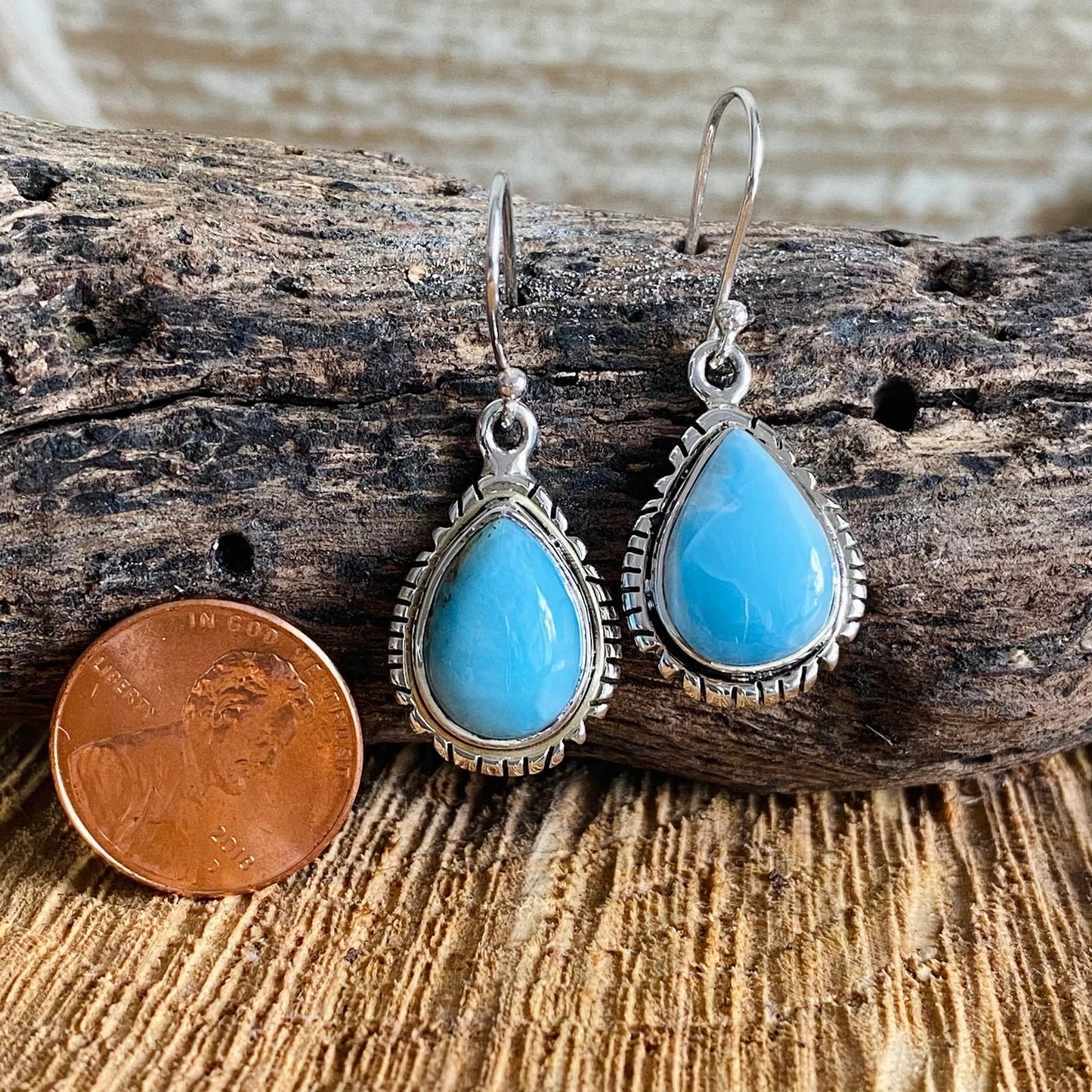 Larimar Silver Earrings