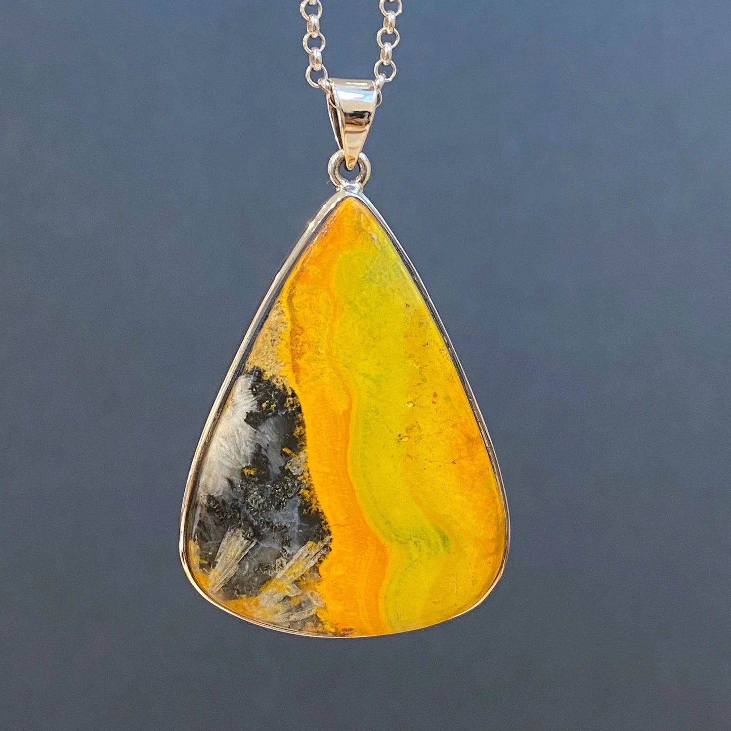 Bumble Bee Jasper Silver Handmade Pendant