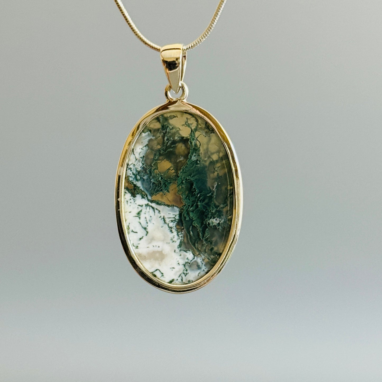 Natural Moss Agate Handmade Pendant