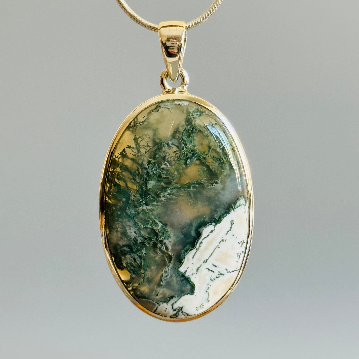 Natural Moss Agate Handmade Pendant