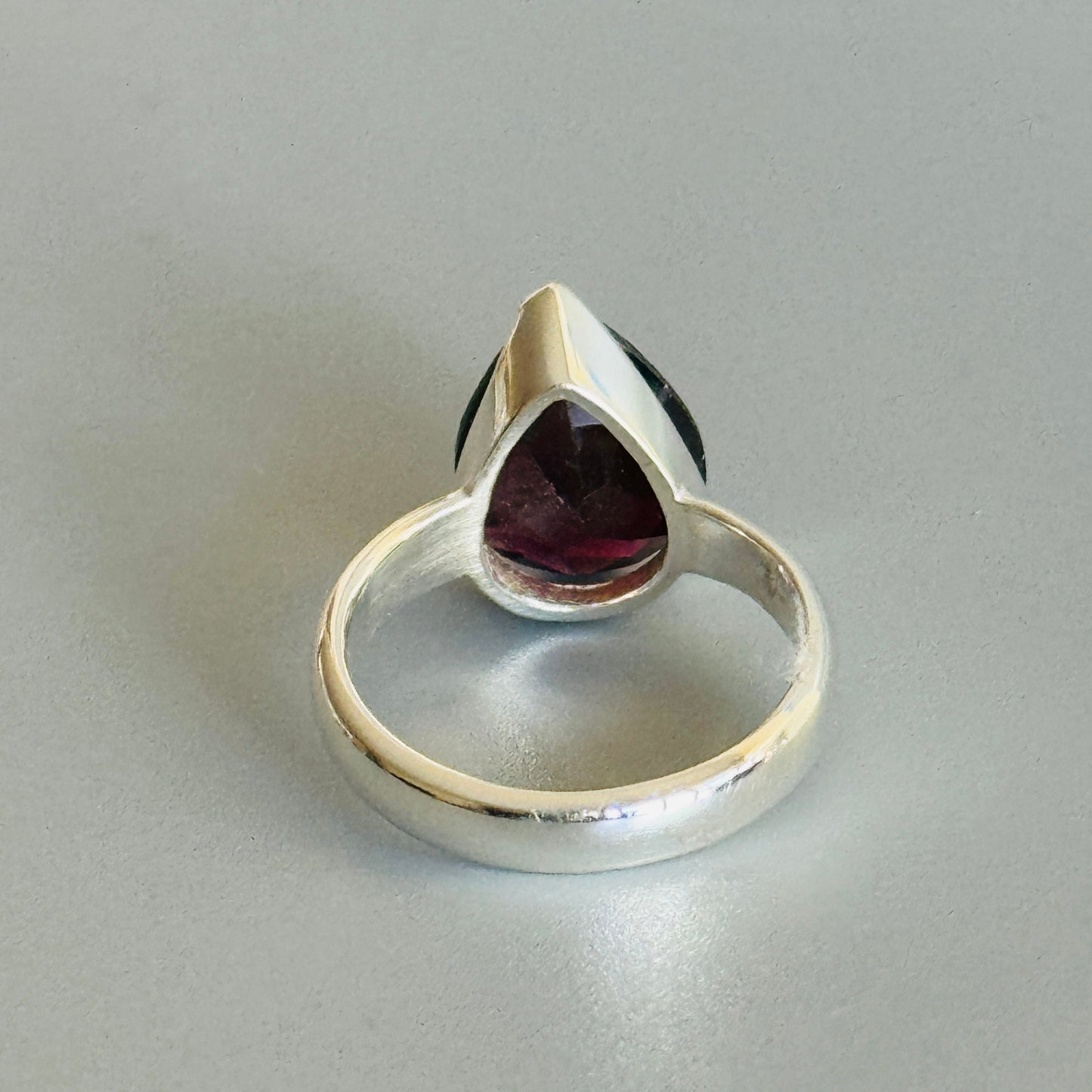 Teardrop Red Garnet Handmade Ring