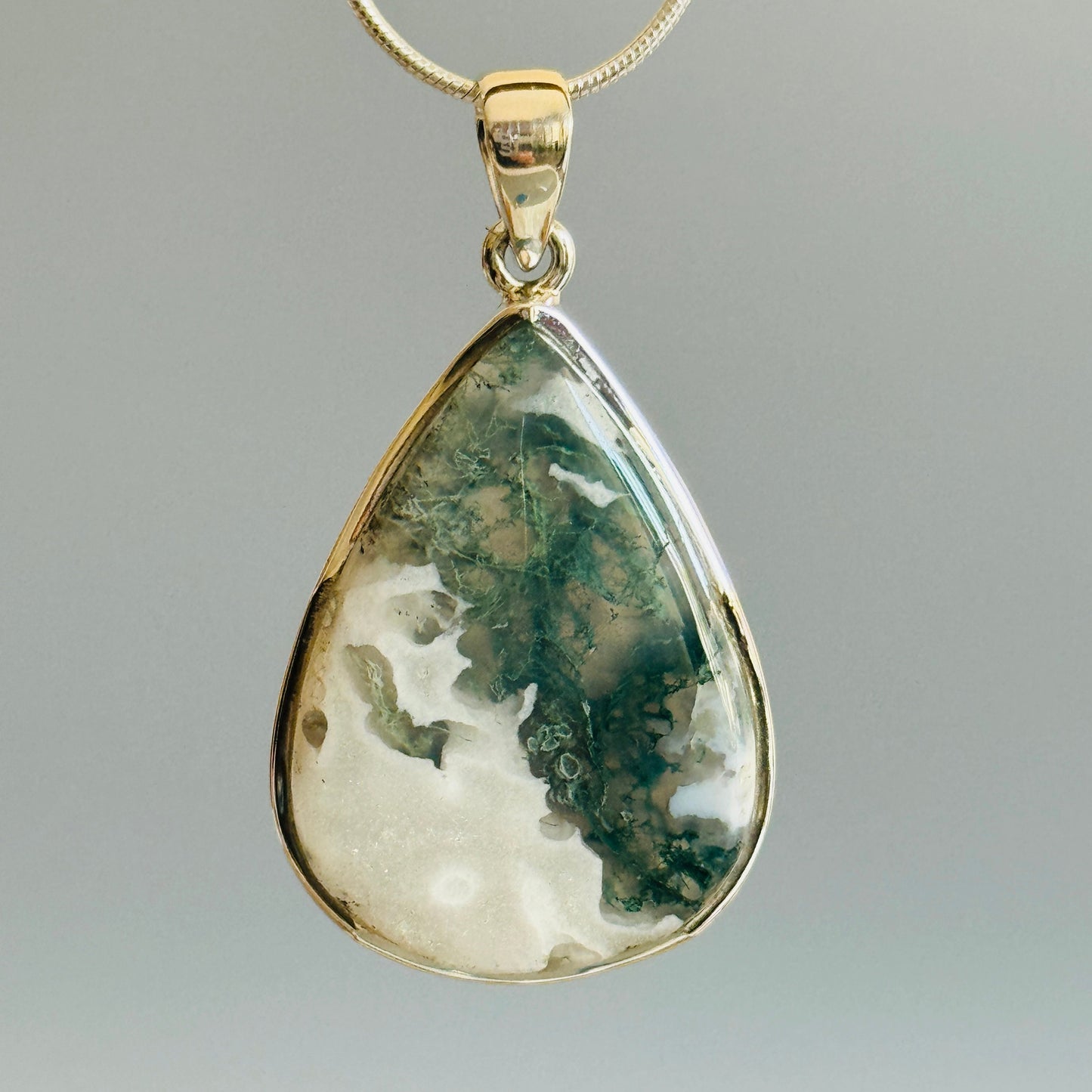 Natural Moss Agate Unique Pendant