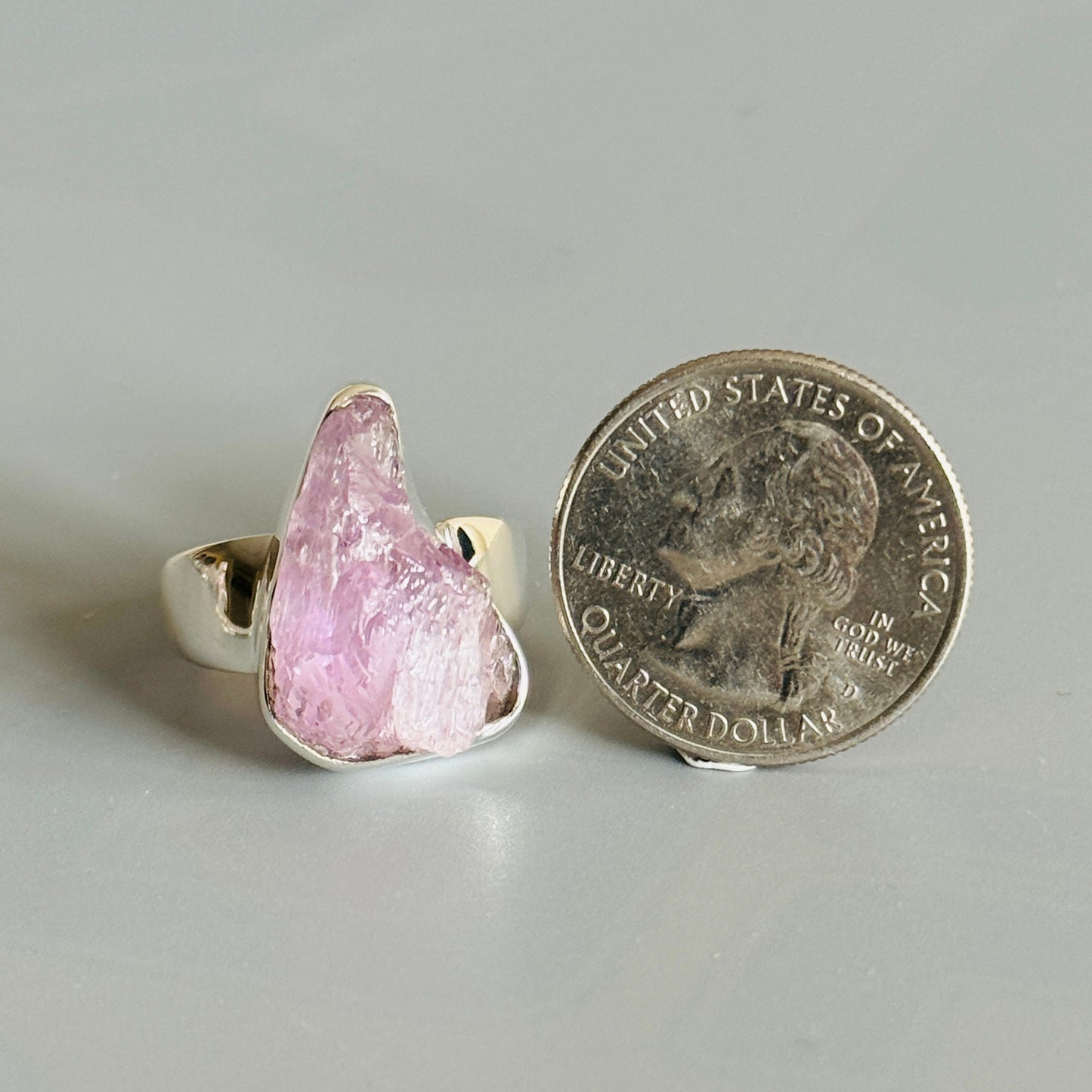 Kunzite Ring Raw Stone