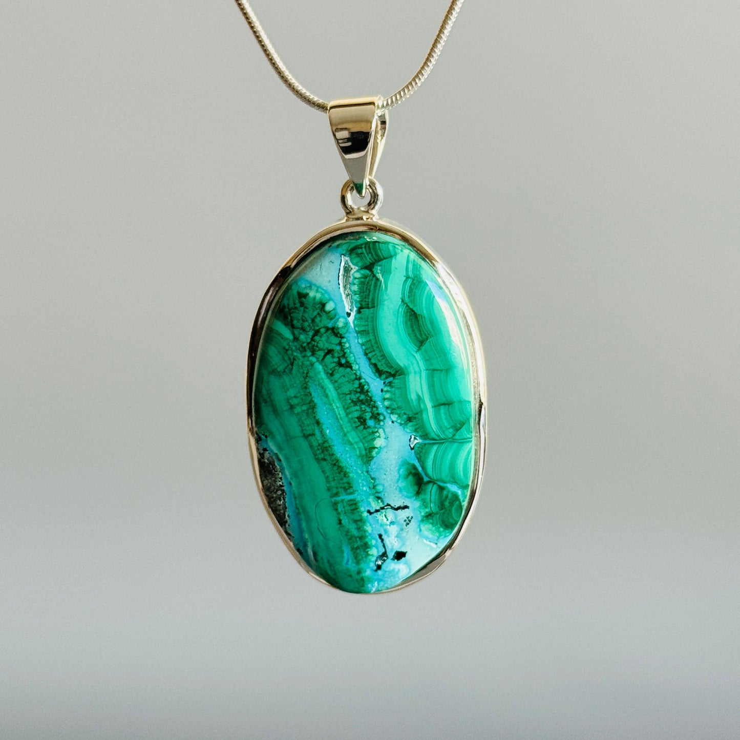 Chrysocolla with Malachite Pendant