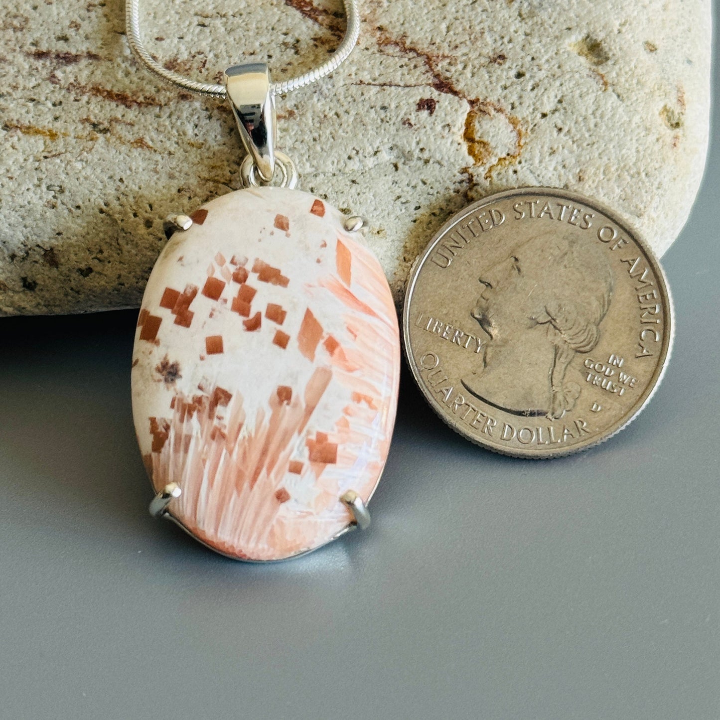 Natural Scolecite Cabochon Handmade Pendant