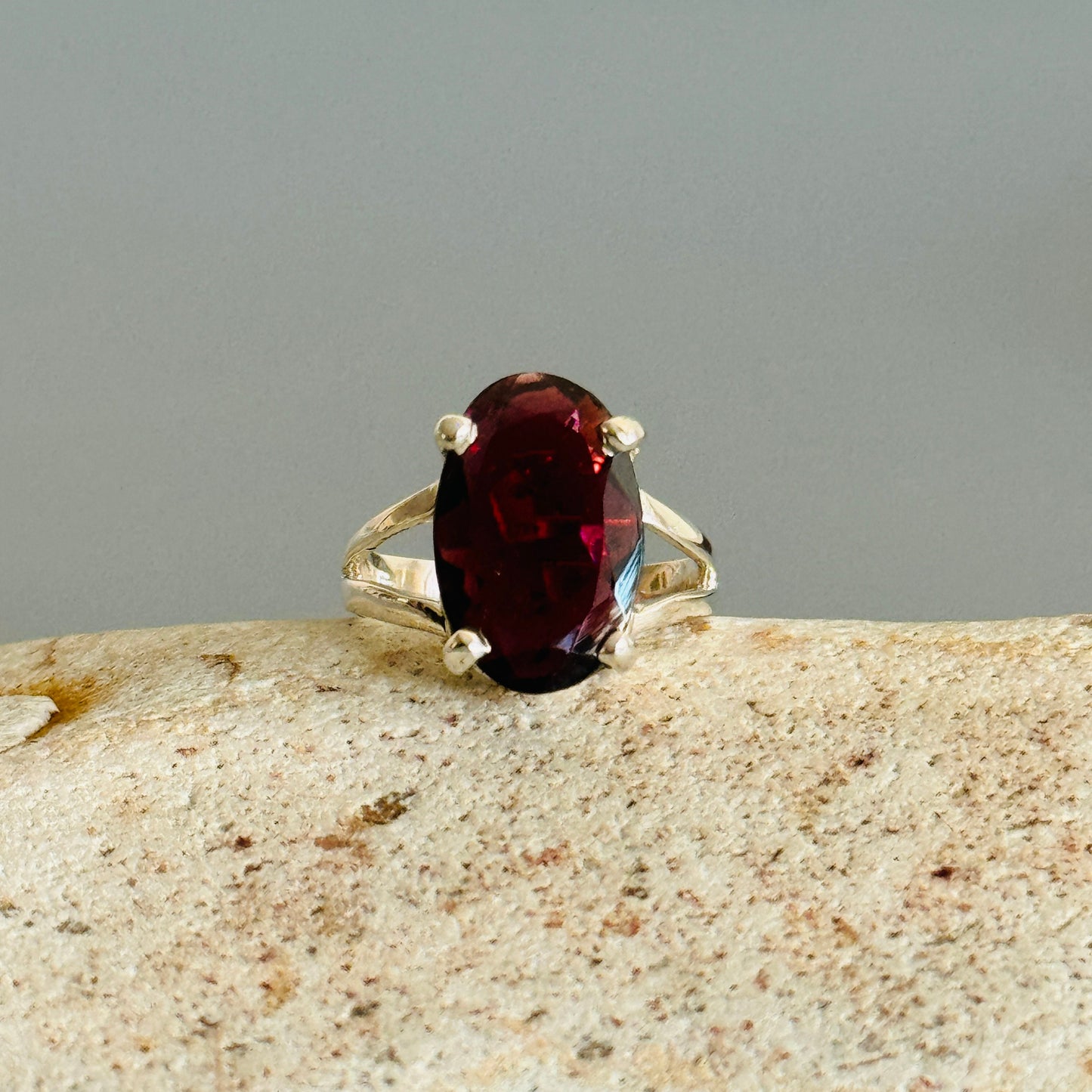 Oval Red Garnet Ring