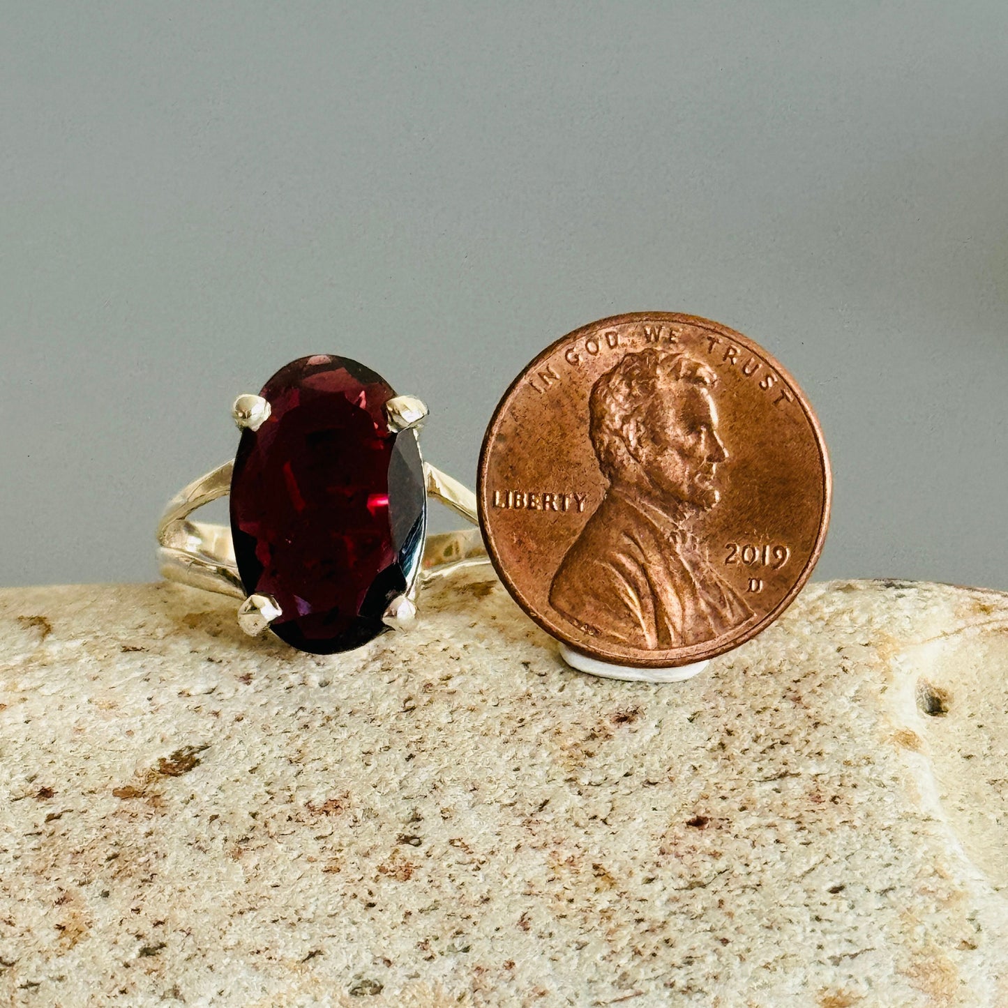 Oval Red Garnet Ring