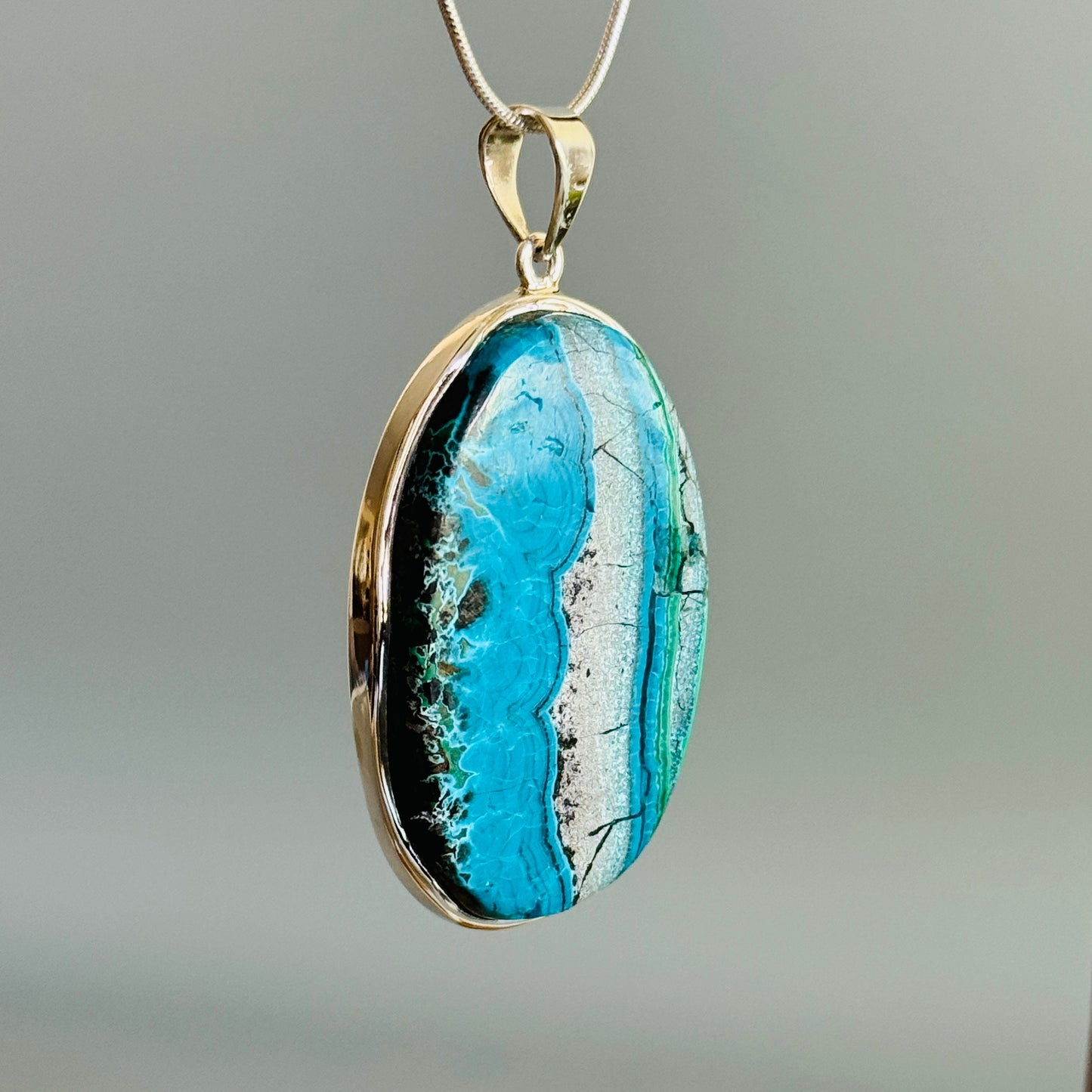 Natural Azurite Malachite Cabochon Pendant