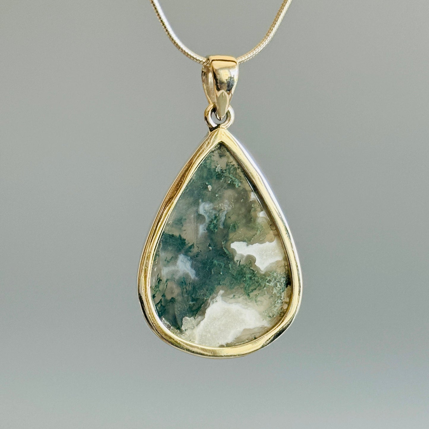 Natural Moss Agate Unique Pendant