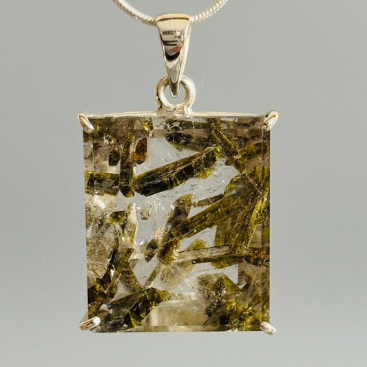 Epidote in Quartz Pendant