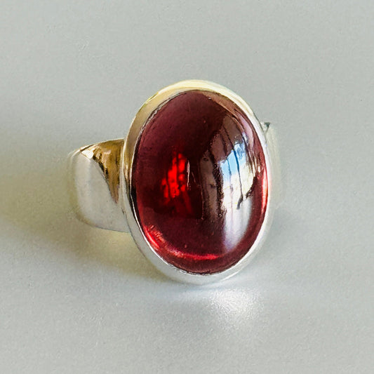 Garnet Ring Oval Size-7