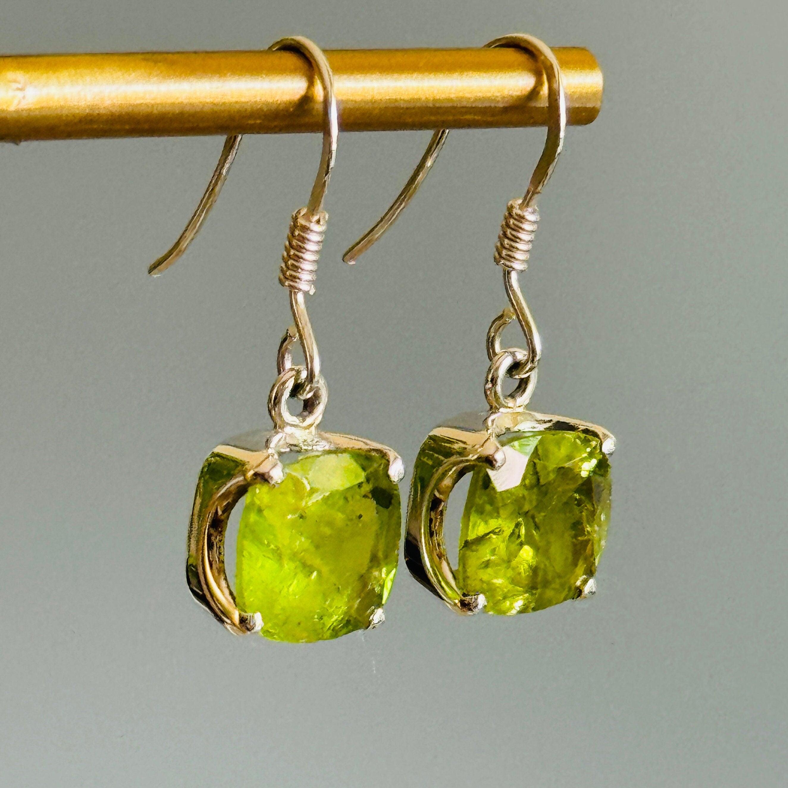 Green Peridot and Seed Pearl Drop Earrings, 18K Gold Plated Sterling Silver, Bridal Jewellery, August store Birthstone Jewellery, Green Earrings