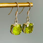 Peridot  Earrings, Natural Gemstone Earrings, August Birthstone, Green Gemstone earrings square Peridot set in Sterling Silver 925.